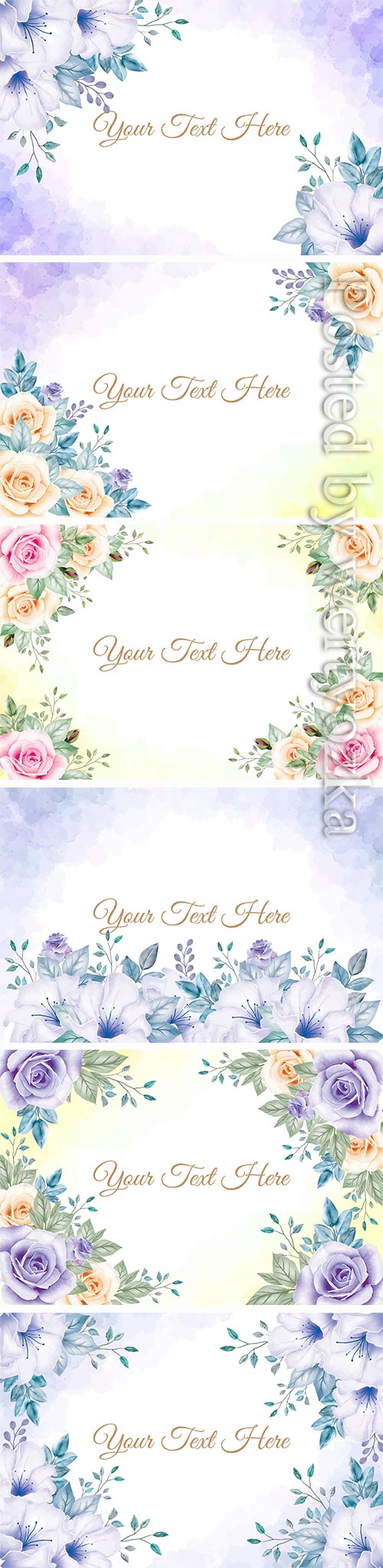 Floral frame vector background watercolor
