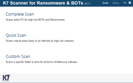 K7 Scanner for Ransomware & BOTs 1.0.0.84