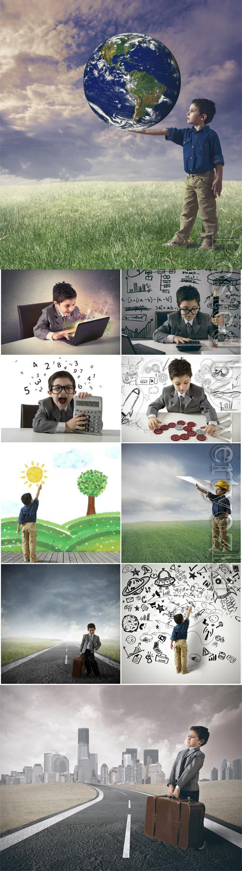 Little boy and creative ideas concept stock photo