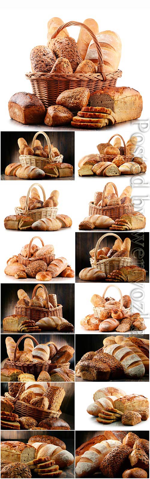 Baskets with freshly baked bread stock photo