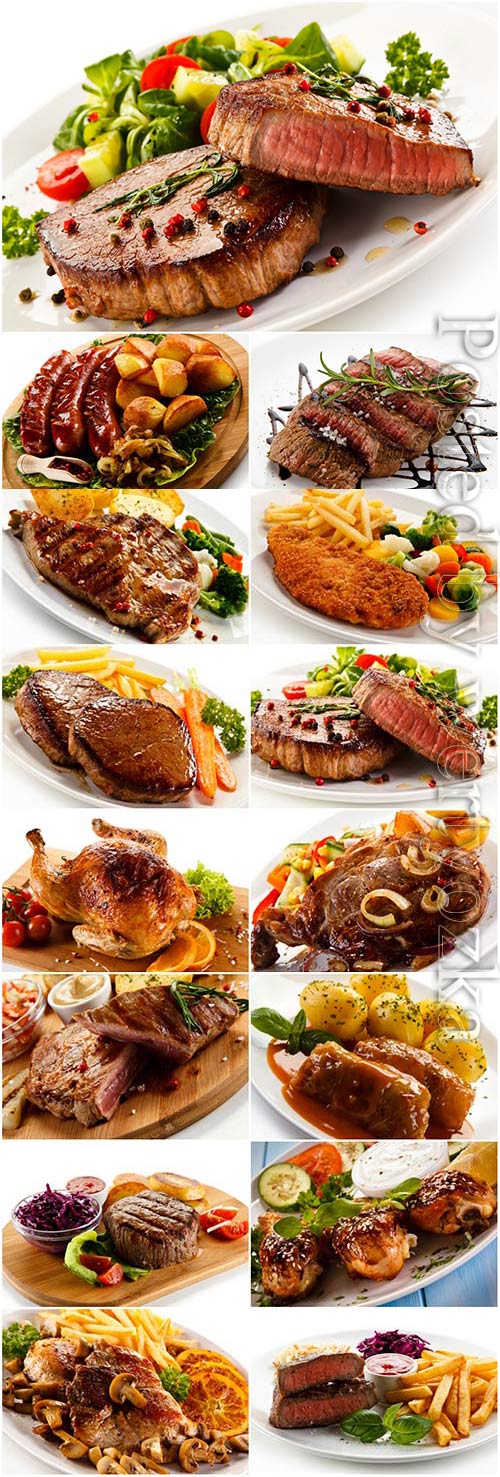 Dishes with meat and vegetables stock photo