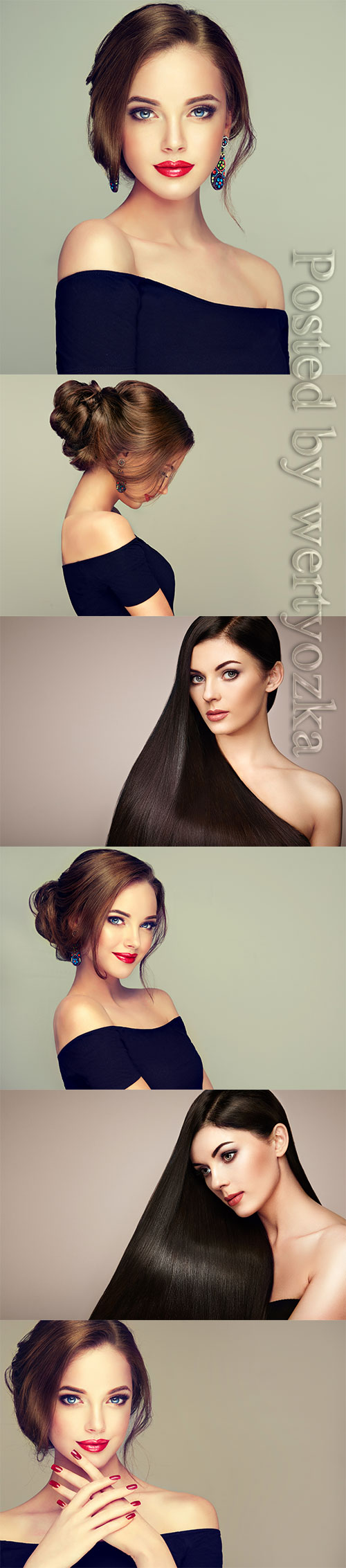 Luxurious girls with beautiful hairstyles and makeup stock photo