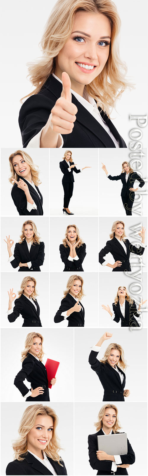 Business woman in black suit stock photo