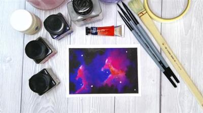Fun Colorful Galaxy with Watercolor Learn to Paint with Liquid Watercolors