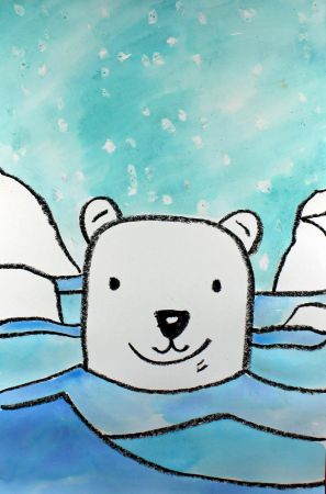 Art for Kids Drawing and Painting a Polar Bear Swimming in the Sea
