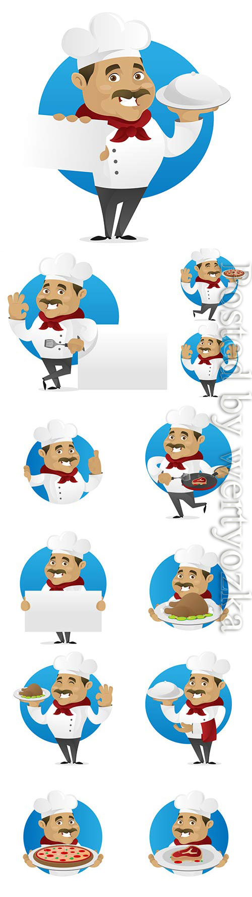 Cartoon chef with a dish in his hands in vector