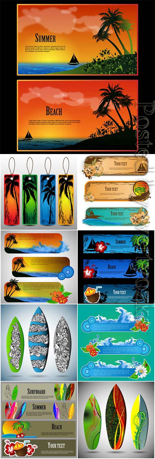 Summer banners and elements in vector