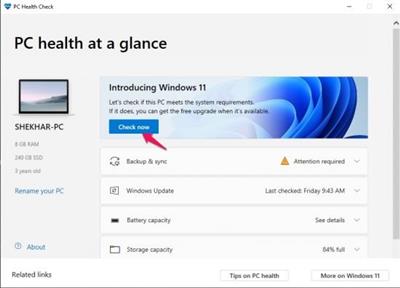 Windows PC Health Check v2.3.2106.25001