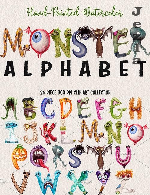 Watercolor Monster Alphabet - 2822840
