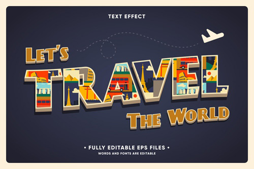 Vacation travel background with text effect