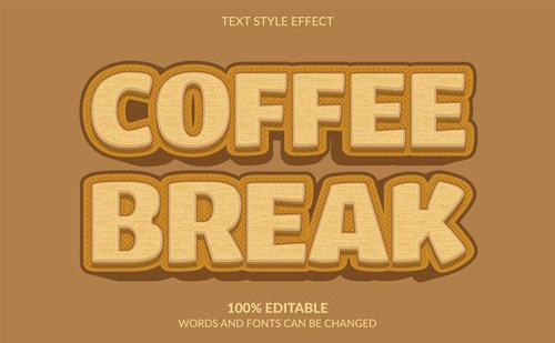Editable text effect coffee break text style
