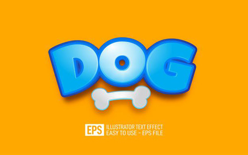 Dog 3d text editable style effect template