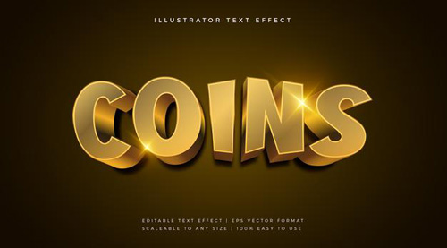 Gold coins 3d theme text font effect