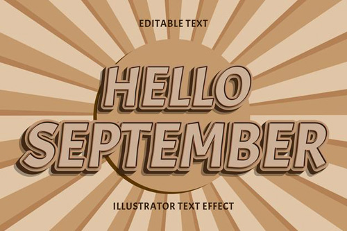 Hello september vector editable text effect