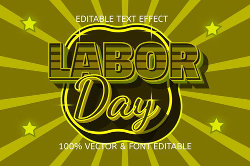 Labor vector day editable text effect