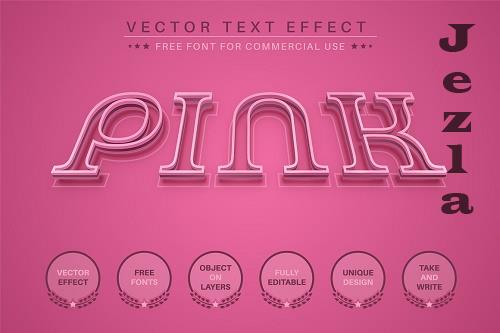 Pink stroke - editable text effect - 6307015