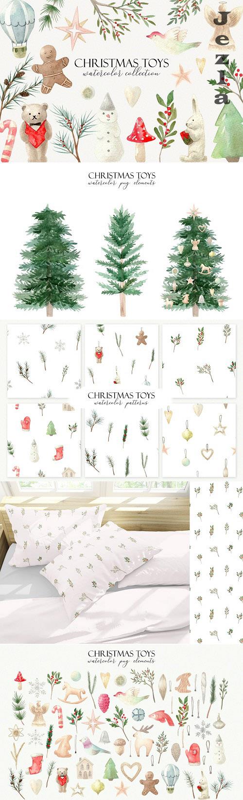 Watercolor Christmas Toys Collection - 6322386