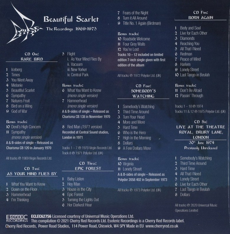 Rare Bird - Beautiful Scarlet The Recordings (1969-75) (2021, 6CD box set) Lossless