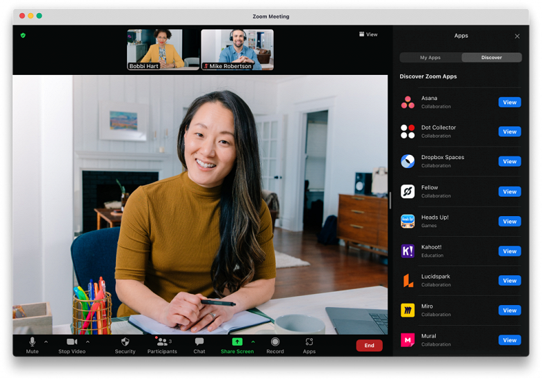 В видеоконференциях Zoom теперь можно использовать сторонние приложения — Slack, Dropbox, и многие иные, вводя игры