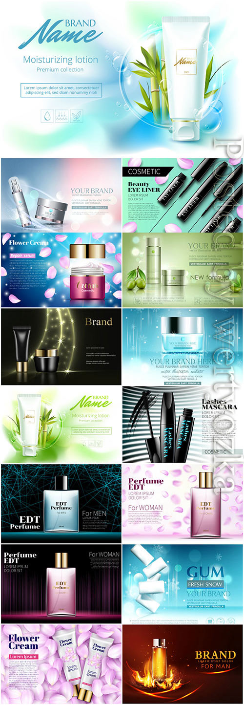 Cosmetic products for women in vector