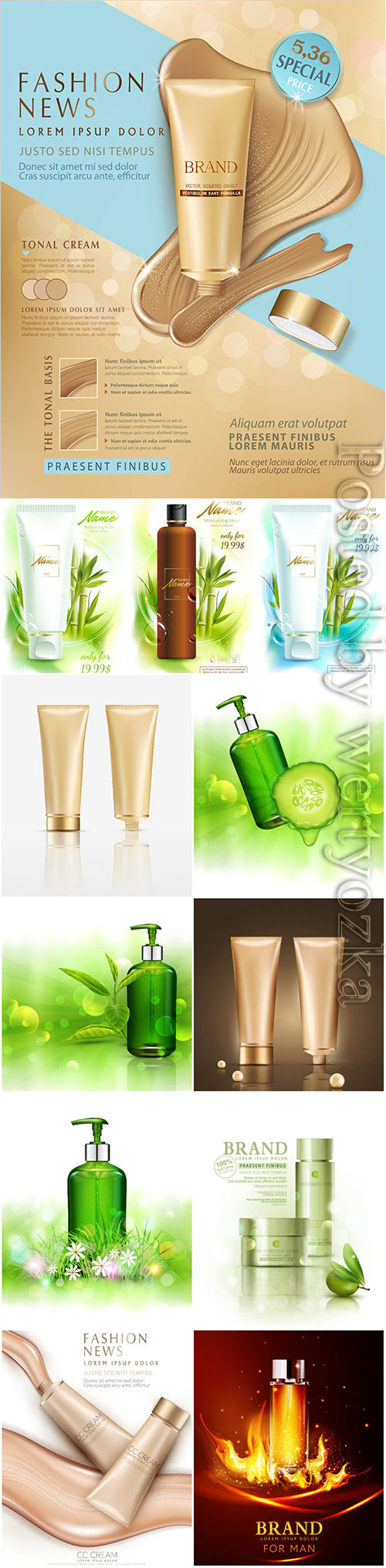 Natural cosmetics in vector